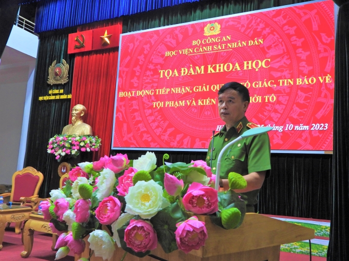 Thiếu tướng, GS.TS Nguyễn Đắc Hoan, Phó Giám đốc Học viện phát biểu chỉ đạo Tọa đàm khoa học