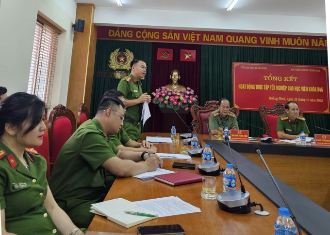 Đoàn công tác do Đại tá, PGS. TS Trần Quang Huyên, Phó Giám đốc Học viện làm Trưởng đoàn tổng kết thực tập tốt nghiệp tại Công an tỉnh Nghệ An