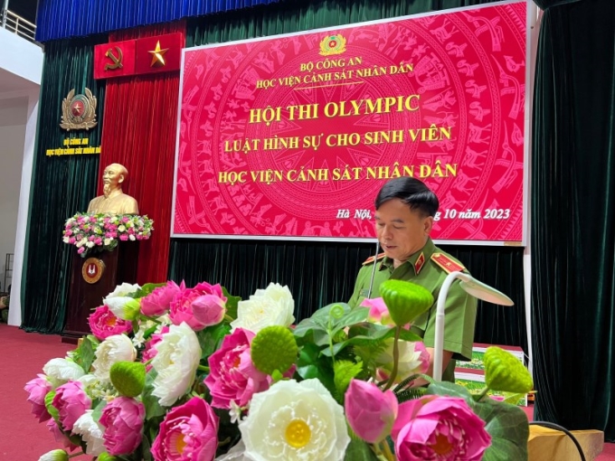 Thiếu tướng, GS.TS Nguyễn Đắc Hoan - Phó Giám đốc Học viện CSND phát biểu chỉ đạo Hội thi