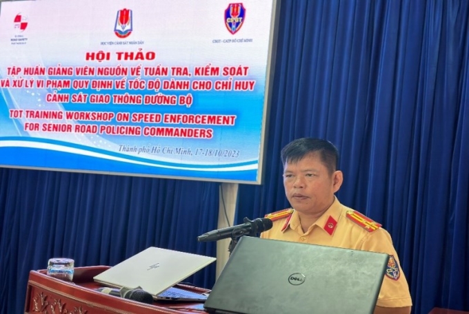 Thượng tá Nguyễn Văn Bình tin tưởng nội dung tập huấn có ý nghĩa thiết thực với công tác của lực lượng CSGT