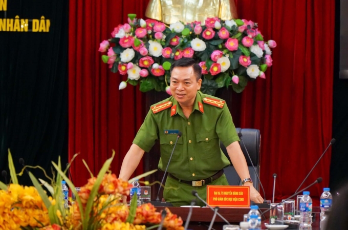 Đại tá Nguyễn Đăng Sáu, Phó Giám đốc Học viện phát biểu tại Lễ xuất quân