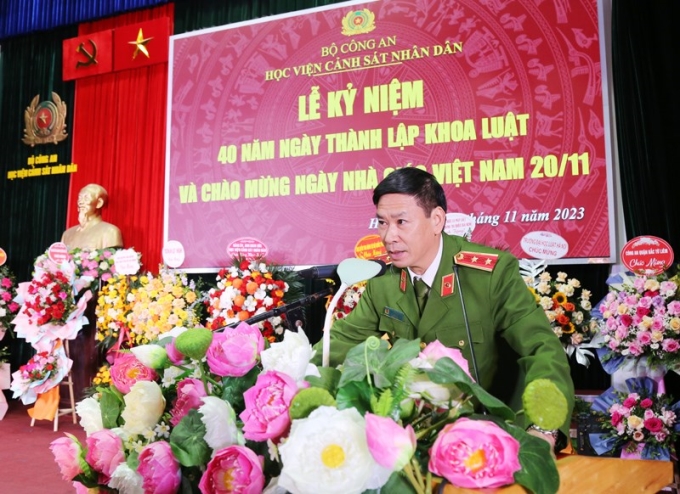 Trung tướng, GS.TS Trần Minh Hưởng - Giám đốc Học viện phát biểu tại buổi lễ
