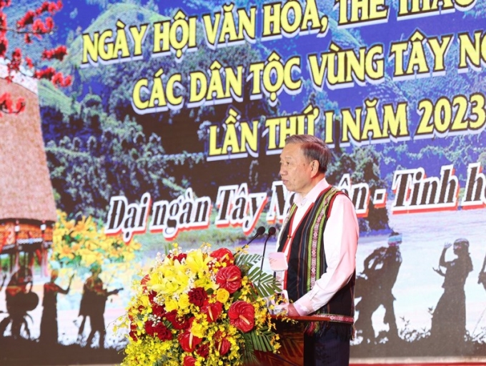 Ủy viên Bộ Chính trị, Bộ trưởng Bộ Công an, Đại tướng Tô Lâm phát biểu tại Lễ khai mạc