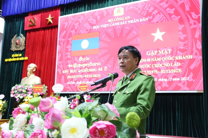 Thiếu tướng, GS.TS Nguyễn Đắc Hoan - Phó Giám đốc Học viện phát biểu tại buổi lễ