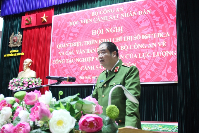 Thiếu tướng, TS Chử Văn Dũng, Phó Giám đốc Học viện quán triệt các văn bản mới của Bộ Công an về công tác NVCB