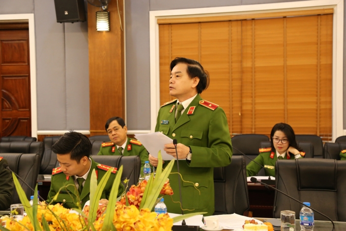 Thiếu tướng Trần Văn Toản - Phó Chánh Văn phòng Cơ quan Cảnh sát điều tra, Bộ Công an phát biểu tại Tọa đàm