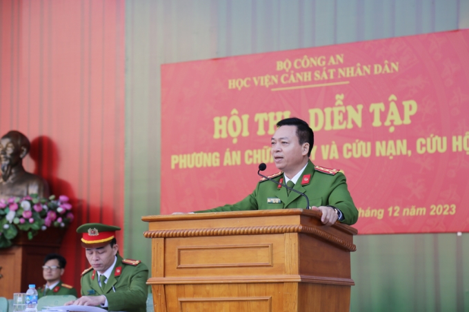 Đại tá, TS Nguyễn Đăng Sáu - Phó Giám đốc Học viện phát biểu chỉ đạo tại chương trình