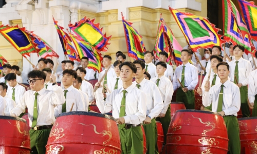 Đoàn Nghệ thuật Trống hội Học viện tham gia chương trình nghệ thuật kỷ niệm 80 năm Đề cương về văn hóa Việt Nam - Những dấu ấn lịch sử