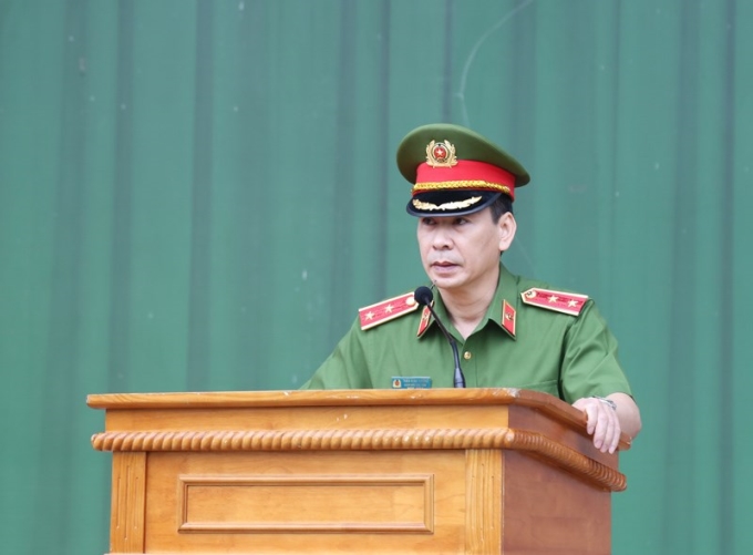 Trung tướng, GS.TS Trần Minh Hưởng, Giám đốc Học viện phát biểu tại buổi lễ