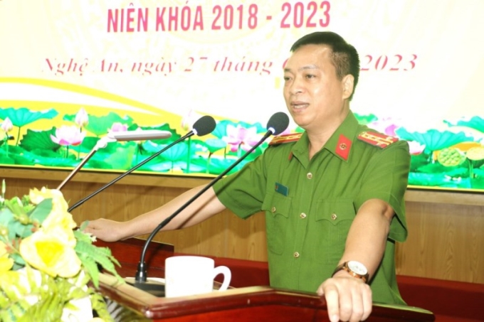 Đại tá, TS Nguyễn Đăng Sáu, Phó Giám đốc Học viện CSND phát biểu tại buổi lễ