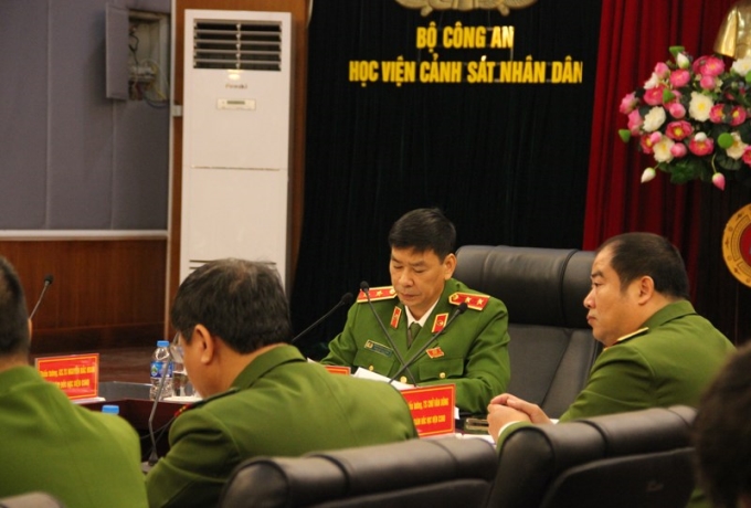 Trung tướng, GS.TS Trần Minh Hưởng và các đồng chí trong Đảng ủy, Giám đốc Học viện dự Hội nghị