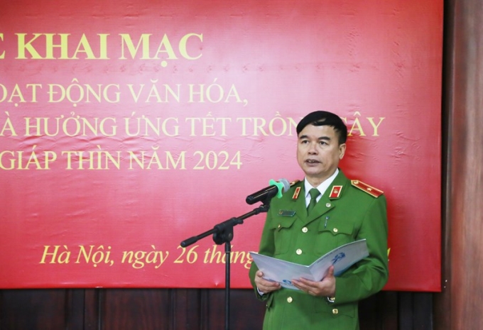 Thiếu tướng, GS. TS Nguyễn Đắc Hoan, Phó Giám đốc Học viện tuyên bố khai mạc các hoạt động chào Xuân 2024